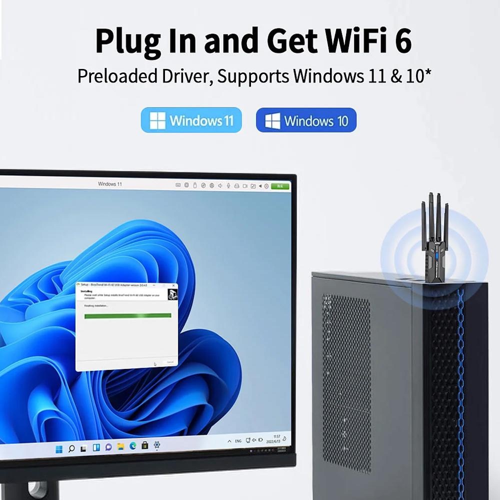 WiFi 6 USB Adaptörü 1800Mbps Ç - Antenna 2.4Ghz incelemesi ve fiyatı